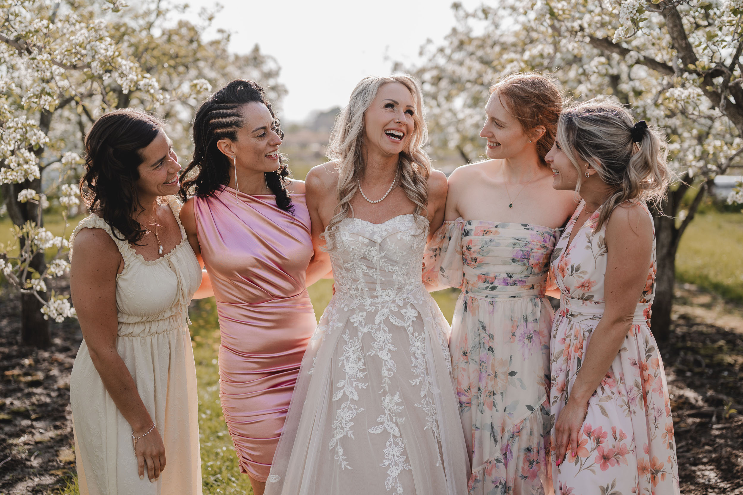 Honsberger Estate Winery orchard bridesmaid photos
