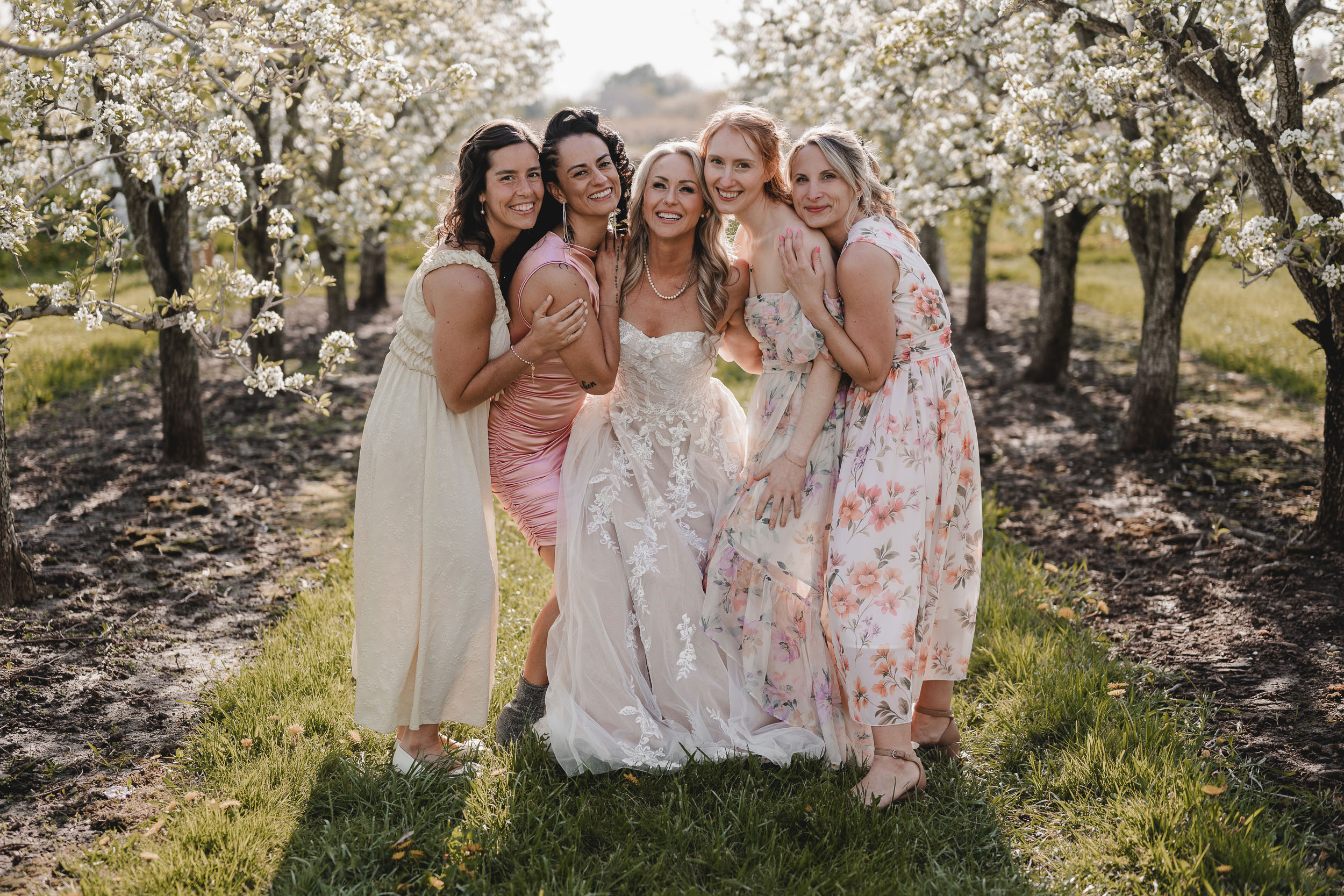 Honsberger Estate Winery orchard bridesmaid photos